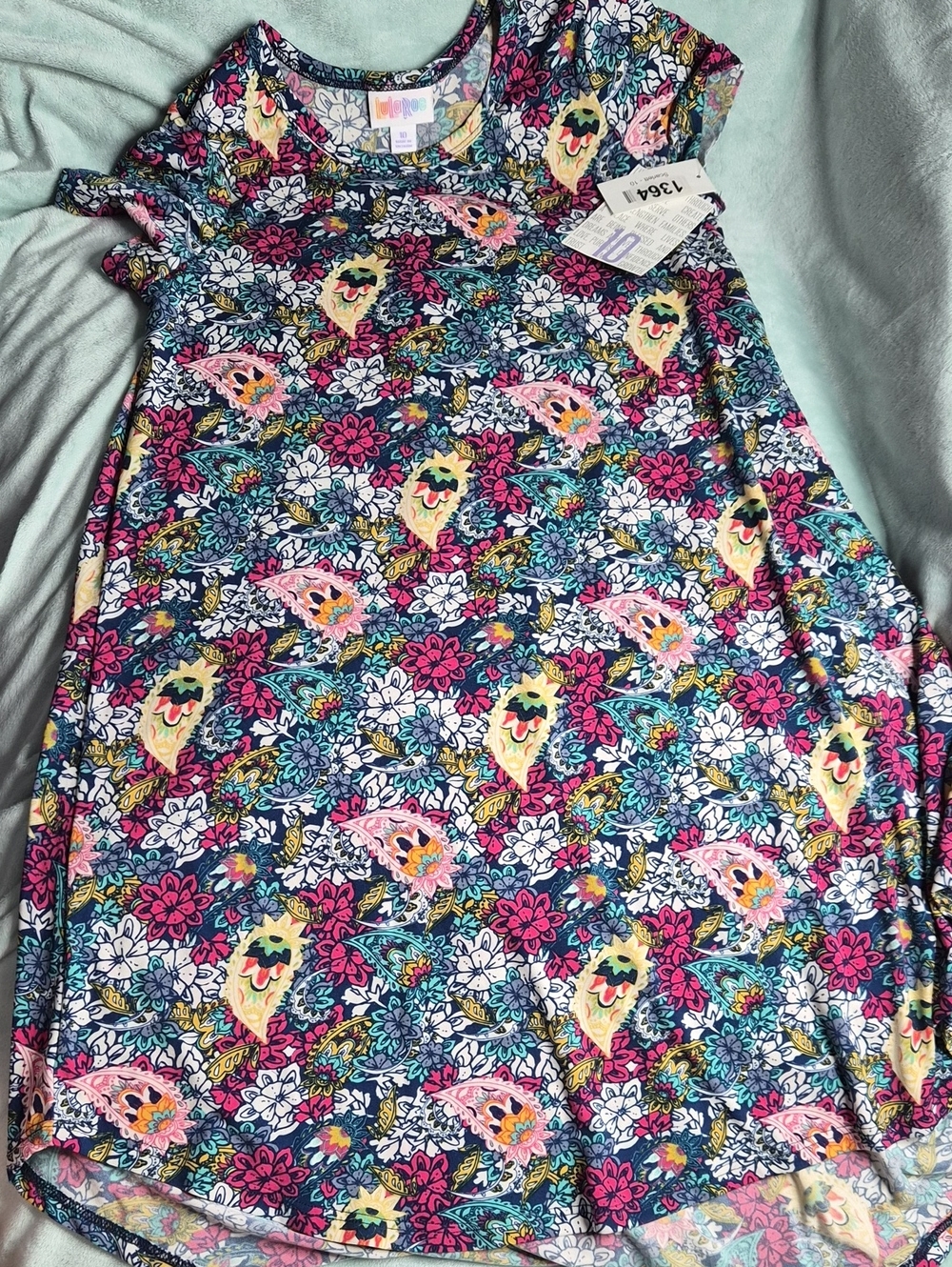 LuLaRoe Kids Scarlett Multi-Color Floral & Paisley Print Swing Dress Size 10 NWT
